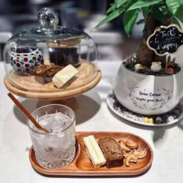 VieWood Wood Serving Tray, 2-Compartment Wood Platters, Wooden Plates for Drinks, Cupcakes, Sushi, Food and Home Decor Decorative Coffee Tea Platter