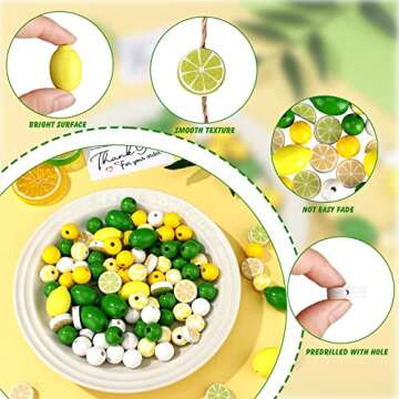 200 Lemon Wooden Beads for Vibrant Jewelry Making