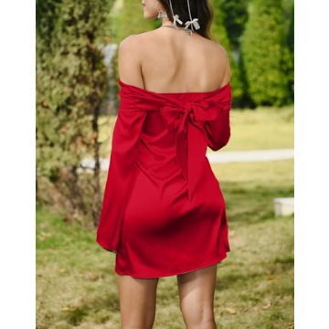 HYPERFIRE Elegant Off The Shoulder Satin Dress