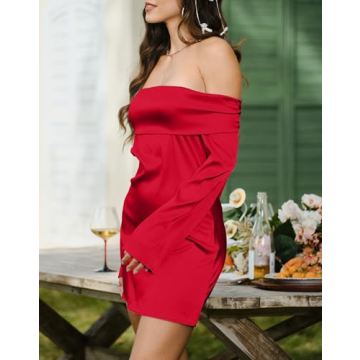 HYPERFIRE Elegant Off The Shoulder Satin Dress