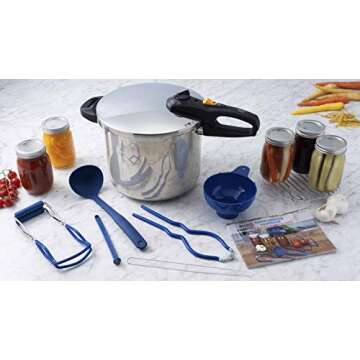 Zavor DUO 10-piece Pressure Canner Set, 10 Qt Pressure Cooker with Complete Canning Kit and 2 Recipe Books (ZCWDU06)