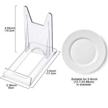 Zonon Acrylic Plate Stands Plastic Display Holders Picture Plate Holders Clear Mini Easels Stands to...