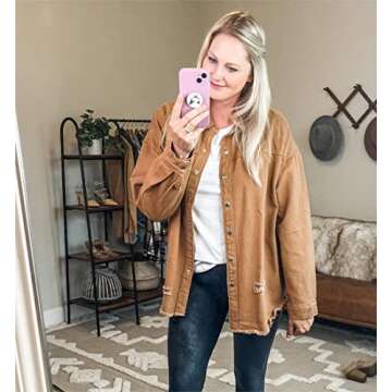 LookbookStore Light Jackets for Women Cruise Wear for Women 2024 Teacher Outfits for Women Jackets for Women Fashion Shirt Jacket Women Shackets for Fall Fashion Women Brown Jacket Size Medium