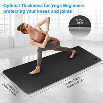 BOBO BANANA 1/4 Thick TPE Yoga Mat,72"x24" Eco-friendly Non-Slip Exercise & Fitness Mat for Men&Wome...