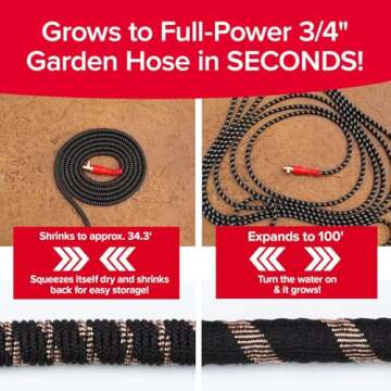 Pocket Hose Copper Head w/New Pocket Pivot - 100FT Expandable Garden Hose, 10 Spray Patterns, No-Kin...