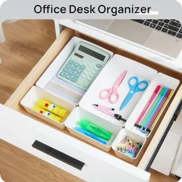 Vtopmart 25 PCS Plastic Drawer Organizers Set, 4-Size Versatile Bathroom and Vanity Drawer Organizer Trays, Storage Bins for Makeup, Bedroom, Kitchen Gadgets Utensils and Office