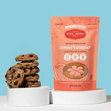 Miss Jones Baking SmartSugar - Coconut Sugar & Brown Sugar Blend Sweetened with Monkfruit - 1:1 Sugar Substitute, 50% Less Sugar (Pack of 2) (Packaging may vary)