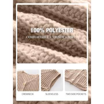 ANRABESS Women’s Chunky Knit Sweater Vest with Pockets