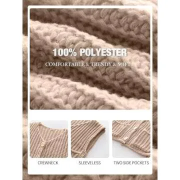 ANRABESS Women’s Chunky Knit Sweater Vest with Pockets