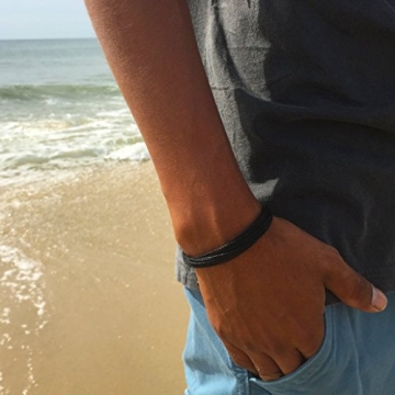 Black Rope String Bracelet - Unisex Handmade Multistrand Pull Cord Adjustable Awareness Beach Bracel...