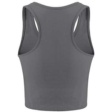 6 Pieces Basic Sleeveless Racerback Sports Crop Tank Tops for Women Girls Daily Wearing (Black, White, Dark Grey, Navy, Grey, Olive, L)