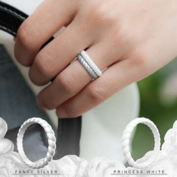 ThunderFit Thin Braided Silicone Wedding Bands for Women, Rubber Engagement Rings 3.5mm Wide 2mm Thick - 1/4/8/10/12/16 Variety Multipack