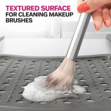 Sink Topper Foldable Sink Cover | Silicone Beauty Makeup Brush Cleaning Mat | Hot Tools Organizer | Bathroom Cover for Counter Space & Storage Saver | Traveling Must Haves for RV | Standard, Silver