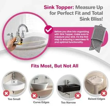 Sink Topper Foldable Sink Cover | Silicone Beauty Makeup Brush Cleaning Mat | Hot Tools Organizer | Bathroom Cover for Counter Space & Storage Saver | Traveling Must Haves for RV | Standard, Silver