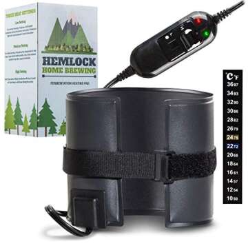 Hemlock Home Brewing Kombucha Heating Wrap - Fermentation Heater Mat Pad with Temperature Control