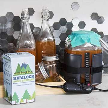 Hemlock Home Brewing Kombucha Heating Wrap - Fermentation Heater Mat Pad with Temperature Control