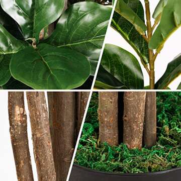 TUSY Fiddle Leaf Fig Tree Artificial Trees, 6 FT Fiddle Leaf Fig Tree, Fake Trees Plants for Home Decorations or Office Indoor Outdoor