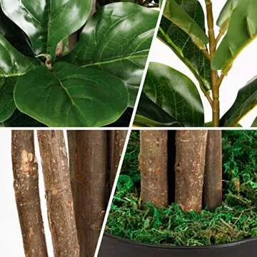 TUSY Fiddle Leaf Fig Tree Artificial Trees, 6 FT Fiddle Leaf Fig Tree, Fake Trees Plants for Home Decorations or Office Indoor Outdoor