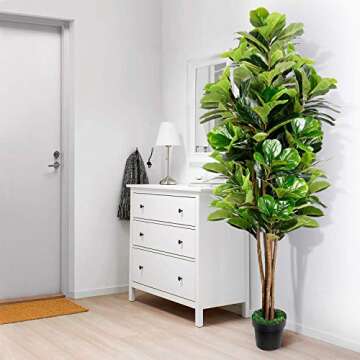 TUSY Fiddle Leaf Fig Tree Artificial Trees, 6 FT Fiddle Leaf Fig Tree, Fake Trees Plants for Home Decorations or Office Indoor Outdoor
