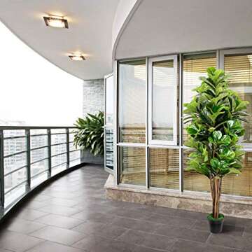 TUSY Fiddle Leaf Fig Tree Artificial Trees, 6 FT Fiddle Leaf Fig Tree, Fake Trees Plants for Home Decorations or Office Indoor Outdoor
