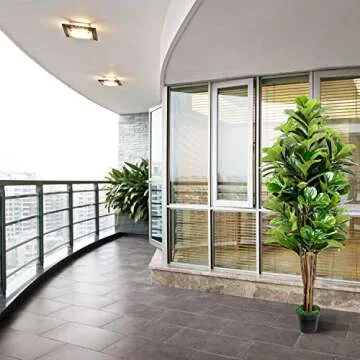 TUSY Fiddle Leaf Fig Tree Artificial Trees, 6 FT Fiddle Leaf Fig Tree, Fake Trees Plants for Home Decorations or Office Indoor Outdoor
