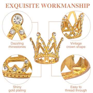 18Pcs Gold Crown Cake Topper - Tiny Baby Crown Small Rhinestone Tiara Crown Cupcake Toppers, Mini Cr...