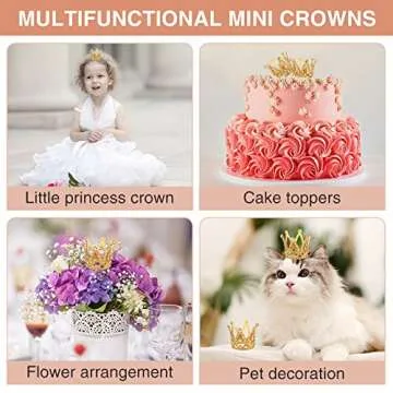 18Pcs Gold Crown Cake Topper - Tiny Baby Crown Small Rhinestone Tiara Crown Cupcake Toppers, Mini Crowns for Flower Arrangements Cupcake Baby Shower Birthday Party Wedding Decor