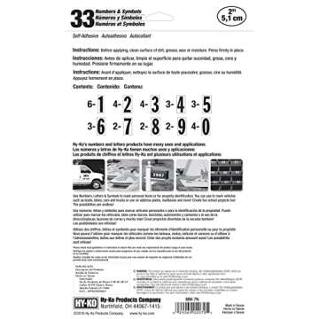 Hy-Ko Products MM-7N Self Adhesive Vinyl Numbers 2" High, Black & White, 39 Pieces