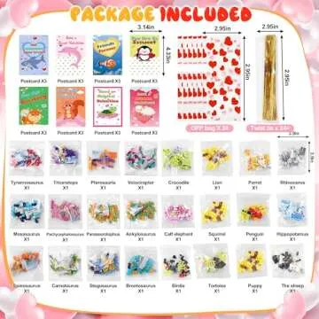 24 Pack Valentines Day Gifts Animal Dinosaur Figure Building Blocks with Valentine's Cards for Kids ...