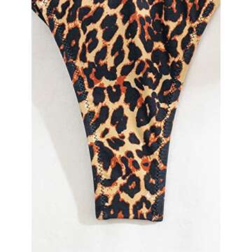 SOLY HUX Women's Frill Trim Triangle Top and Tie Side Bikini Set Two Piece Swimsuits Brown Leopard XS