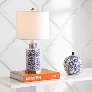 JONATHAN Y Ginger Jar LED Table Lamp - Blue/White Style