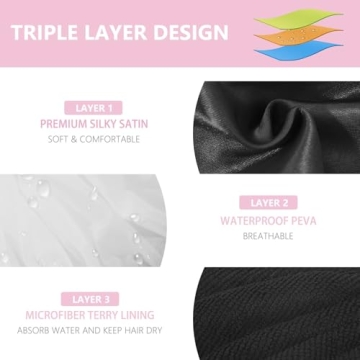 Aquior Triple Layer Waterproof Shower Cap for Long Hair