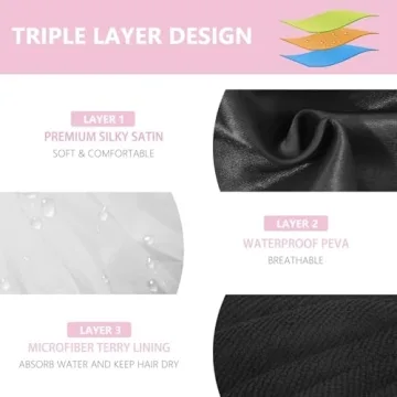 Aquior Triple Layer Waterproof Shower Cap for Long Hair