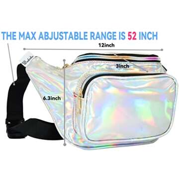 Shiny Neon Fanny Bag for Women Rave Festival Hologram Bum Travel Waist Pack (Silver)