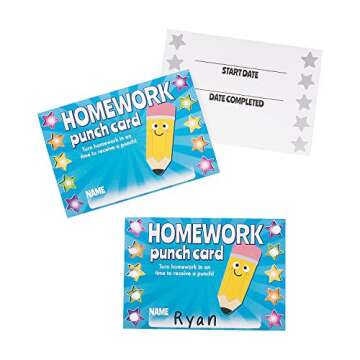 Fun Express Homework Punch Cards - Educational Tools for Kids