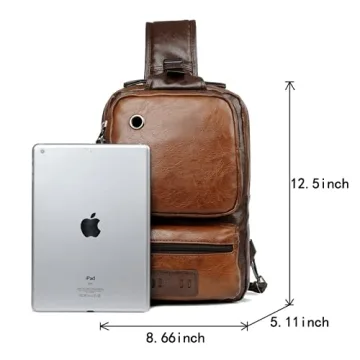 Vintage Brown Sling Backpack with USB Charger