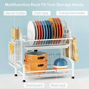 iSPECLE 2-Tier Stainless Steel Dish Drying Rack for Small Kitchens