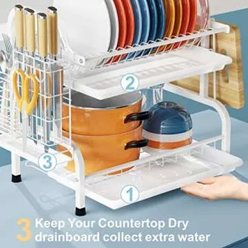 iSPECLE 2-Tier Stainless Steel Dish Drying Rack for Small Kitchens