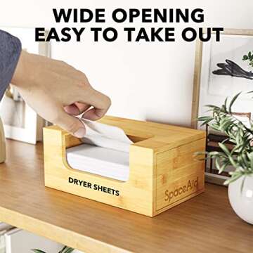 SpaceAid Dryer Sheet Holder with Opening and Labels, Laundry Softener Dryer Sheets Dispenser for Hom...