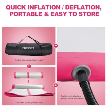 FBSPORT 20ft Inflatable Air Gymnastics Mat with Pump