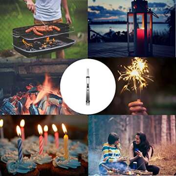 Sparcker Electric Arc Plasma Lighter - Candle Lighter - BBQ Grill Lighter - Camping Lighter - Safety Lock - Long Neck - USB Rechargeable - Flameless Windproof Lighter- Butane Free (Silver)