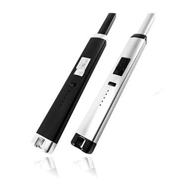 Sparcker Electric Arc Plasma Lighter - Candle Lighter - BBQ Grill Lighter - Camping Lighter - Safety Lock - Long Neck - USB Rechargeable - Flameless Windproof Lighter- Butane Free (Silver)