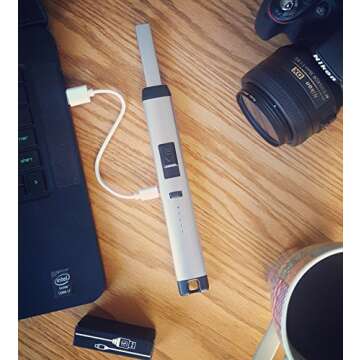 Sparcker Electric Arc Plasma Lighter - Candle Lighter - BBQ Grill Lighter - Camping Lighter - Safety Lock - Long Neck - USB Rechargeable - Flameless Windproof Lighter- Butane Free (Silver)