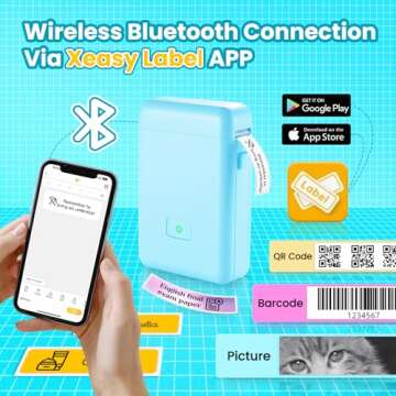 vretti Label Maker Machine with Tape, HP2 Portable Bluetooth Label Printer for Storage, Shipping, Ba...