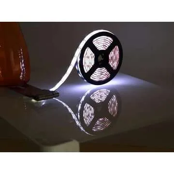 Geekeep White Led Strip Lights Battery Powered, Cordless Led Light Strip, Waterproof Led Light Strips Battery Powered, Wireless Strip Lights, Battery Operated Strip Lights, 6.56ft/2m Outdoor Indoor