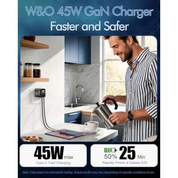 W&O 45W GaN Fast Charging Retractable Charger for All Devices