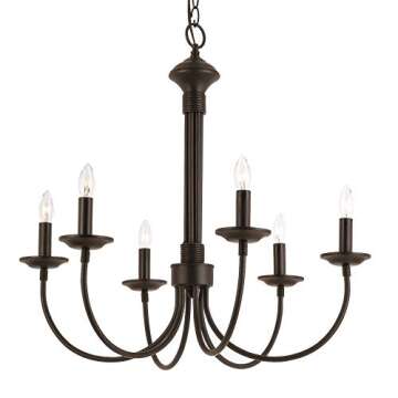 Trans Globe Imports 9016 BK Americana Six Light Chandelier from Candle Collection in Black Finish, 24.00 inches