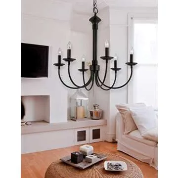 Trans Globe Imports Six Light Chandelier in Black Finish