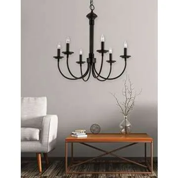 Trans Globe Imports Six Light Chandelier in Black Finish