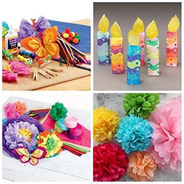 Winlyn 240 Sheets 48 Multicolor Tissue Paper Bulk Decorative Art Rainbow Tissue Paper 20" x 28" for Art Craft Floral Gift Wrapping Birthday Party Festival Tissue Paper Pom Pom